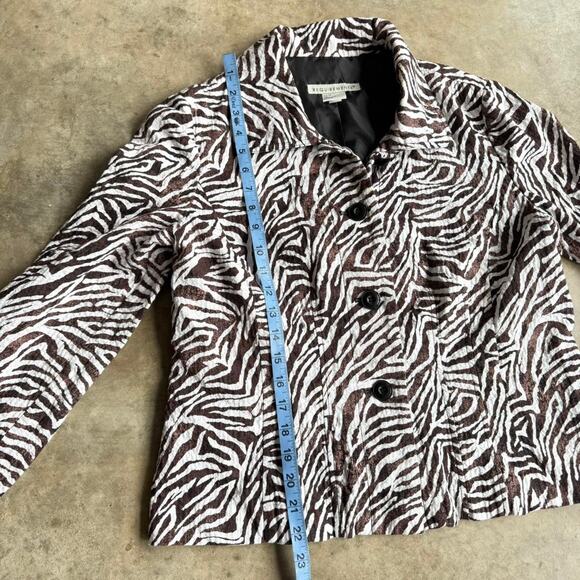 Vintage brown and white zebra print button-up blazer jacket - Picture 5 of 7